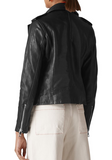 Agnes Snap Pocket Leather Moto Jacket