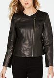 Asymmetrical Leather Moto Jacket