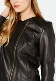Asymmetrical Leather Moto Jacket