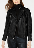Asymmetrical Leather Moto Jacket