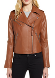 Asymmetrical Zip Leather Moto Jacket