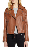Asymmetrical Zip Leather Moto Jacket