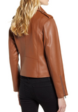 Asymmetrical Zip Leather Moto Jacket
