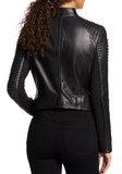 Azra Statement Sleeve Leather Moto Jacket