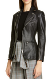 Ball Chain Peplum Leather Moto Jacket