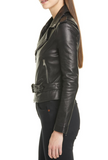 Belted Leather Moto Jacket