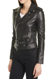 Belted Leather Moto Jacket