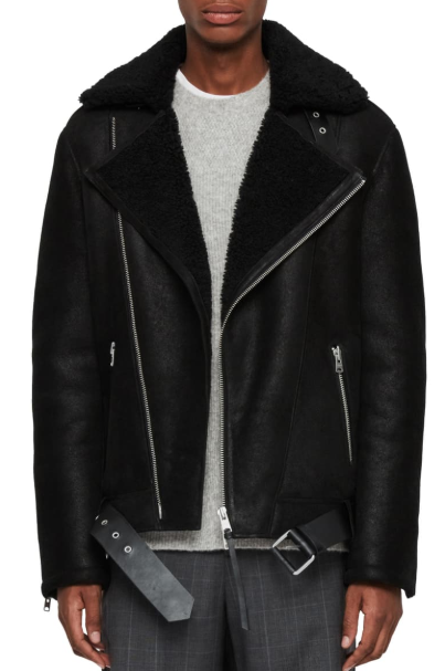 Byward Genuine Shearling Biker Jacket