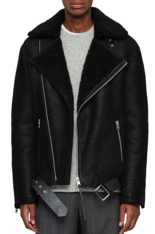 Byward Genuine Shearling Biker Jacket