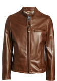 Café Racer Oil Tanned Cowhide Leather Moto Jacket