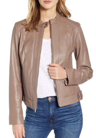 Cole Haan Leather Moto Jacket