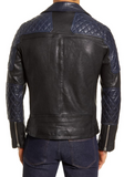 Colorblock Leather Biker Jacket