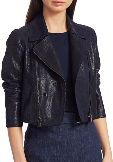 Cropped Leather Moto Jacket