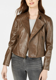 Cropped Leather Moto Jacket