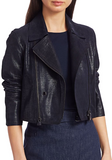Cropped Leather Moto Jacket