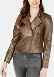 Cropped Leather Moto Jacket