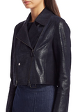 Cropped Leather Moto Jacket