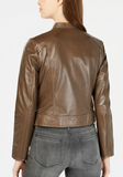 Cropped Leather Moto Jacket