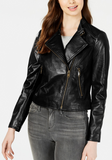 Cropped Leather Moto Jacket