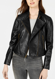 Cropped Leather Moto Jacket