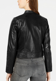 Cropped Leather Moto Jacket
