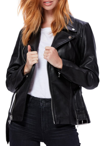 Dita Belted Leather Moto Jacket