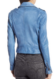 Donna Lambskin Leather Moto Jacket