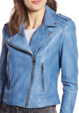 Donna Lambskin Leather Moto Jacket