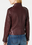Front-Zip Leather Moto Jacket