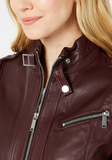 Front-Zip Leather Moto Jacket