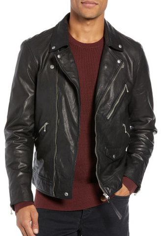 Holt Slim Fit Leather Biker Jacket