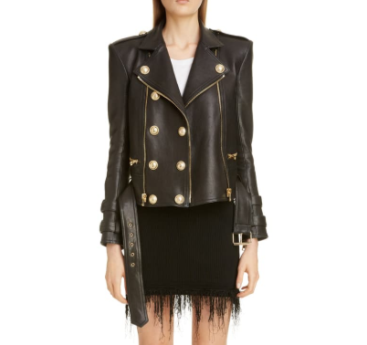 Lambskin Leather Moto Jacket