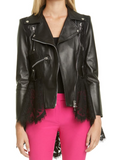 Lace Peplum Leather Moto Jacket