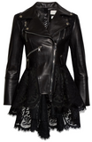 Lace Peplum Leather Moto Jacket