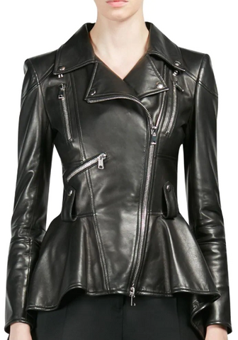 Leather Peplum Jacket