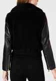 Mixed-Media Leather Moto Jacket