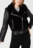 Mixed-Media Leather Moto Jacket