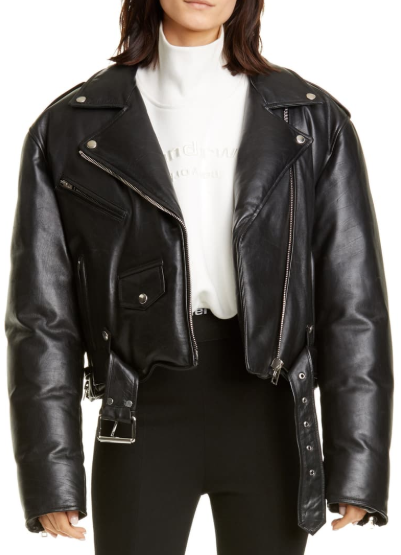 Padded Leather Biker Jacket
