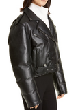 Padded Leather Biker Jacket