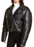 Padded Leather Biker Jacket
