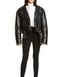 Padded Leather Biker Jacket