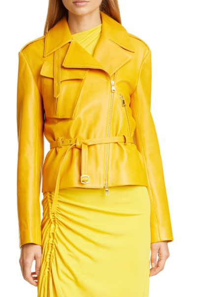 Pebbled Leather Moto Jacket