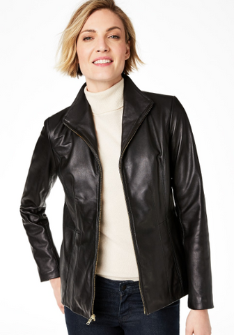 Petite Leather Moto Jacket