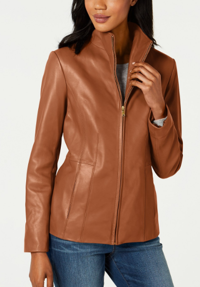 Petite Leather Moto Jacket