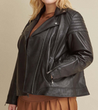 Plus Size Leather Moto Jacket