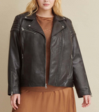 Plus Size Leather Moto Jacket