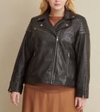 Plus Size Leather Moto Jacket