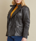 Plus Size Quilted Leather Jacket