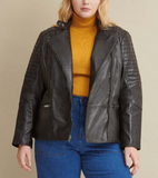 Plus Size Quilted Leather Jacket