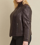 Plus Size Quilted Leather Moto Jacket